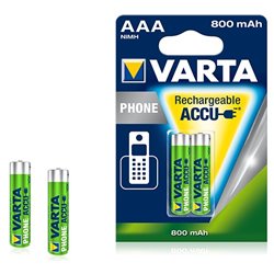 Pile rechargeable Varta Phone 800 mAh 1,2V - LR03 - 58398 - Blister de 2 piles